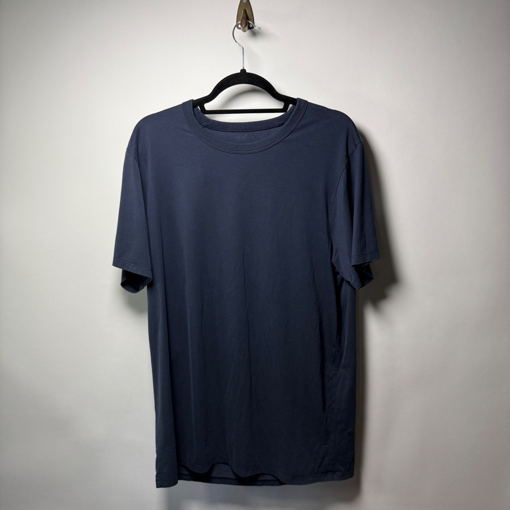 Lululemon Navy Blue Performance Stretch Crewneck Technical Training Gym Tee Sz L